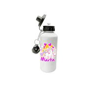 Overthetee Borraccia Unicorni - Nome Personalizzato - Stelle - Cuori - Unicorno Felice - Bimba - Idee Regalo - Borracce Scuola - Bambina