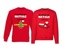 Overthetee Coppia Felpe Natale - Incinta - Gravidanza - in Attesa - del Natale e Non Solo - Dolce Attesa - Pregnant - Coppie - Partner - Lui Lei - Coppie Natalizie
