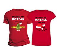 Overthetee Coppia Magliette Natale - Incinta - Gravidanza - in Attesa - del Natale e Non Solo - Dolce Attesa - Pregnant - Coppie - Fidanzati - Marito e Moglie - Lui Lei - Coppie Natalizie