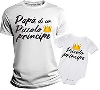 Overthetee Coppia Tshirt e Body Padre e Figlio - papà di Un Principe - Piccolo Principe - Festa del papà - Tshirt papà e Figlio - Padre e Figlio Abbigliamento - Idea Regalo