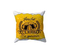 Overthetee Cuscini da Divano Birra - Finchè c'è Birra c'è Speranza - Cuscini Divertente Uomo - Idea Regalo Uomo - Regalo Amante del Barbecue - Idea regalo Cuscini