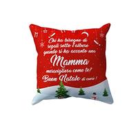 Overthetee Cuscino Natale Mamma - Chi ha bisogno di regali quando si ha accanto una Mamma Meravigliosa? - Buon Natale Mamma - Regalo Mamma Natale - Idee Regalo