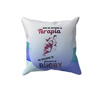 Overthetee Cuscino Rugby - Cuscino Divertente - Non ho Bisogno di Terapia, ho solo bisogno di giocare a Rugby - Cuscino Sport - Gadget Idee Regalo - Idea Regalo Divertente