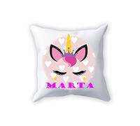 Overthetee Cuscino Unicorno - Personalizza Nome - Sognante - Dream - Pisolino - Sogno - Bimba - Idee Regalo - Cuscini da divano 40x40 CM - Bambina Idea Regalo
