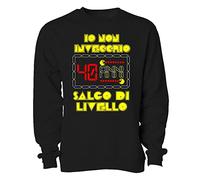 Overthetee Felpa Girocollo Compleanno 40 Anni - Io Non invecchio - Salgo di Livello - 40 Anni - Videogame - Felpe Girocollo Uomo - Idea Regalo Compleanno