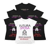 Overthetee Pack Tshirt Addio al Nubilato - Futura Sposa - Brave Ragazze da Domani - Sposa - Maglietta Addio al Nubilato - Maglietta Divertente - Tshirt Sposa Simpatica - Idea Regalo Divertente Donna