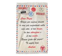 Overthetee Plaid con Dedica Personalizzabile per Papà Grazie di Tutto ti Voglio Bene TVB - Nome Personalizzato Figli Idea Regalo Festa del Papà