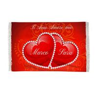 Overthetee Plaid in pile San Valentino personalizzabile con dedica Ti Amo Amore Mio, coperta leggera e morbida,