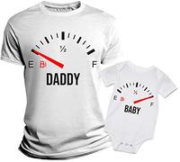 Overthetee Set T-Shirt Neonato per Uso Quotidiano Diurno Coordinato Daddy & Baby Tachimetro Padre e Figlio Neonato | Abbigliamento Divertente Uomo Bimbo | Regalo Festa del papà