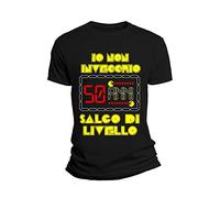 Overthetee T-Shirt Compleanno 50 Anni Io Non Invecchio Salgo di Livello, Maglietta Cinquantenne Videogame Idea Regalo Uomo Donna