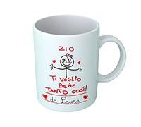 Overthetee Tazza con Nome Personalizzato - Femminuccia Zio Ti Voglio Bene Tanto Così Zio - Compleanno, Anniversario, Festa - Idee Regalo Zii