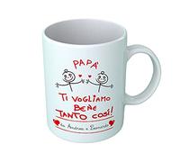 Overthetee Tazza con Nomi Personalizzabili - Festa del Papà, Maschietti - Papa Ti Vogliamo Bene Tanto Così - Anniversario, Compleanno, Idea Regalo Padre
