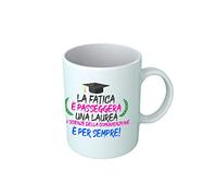 Overthetee Tazza Laurea Scienze della Comunicazione Divertente, La Fatica è Passeggera la Laurea è per Sempre, Tazza in Ceramica 330 ml Idea Regalo Laurea