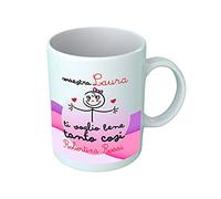 Overthetee Tazza Maestra Personalizzabile - Nome Insegnante e Alunna Bambina - Ti Voglio Bene Tanto Così - Idea Regalo