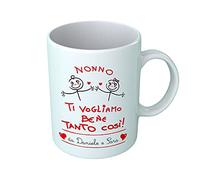 Overthetee Tazza Personalizzata con Nomi - Festa Nonni, Maschietto e Femminuccia Nonno Ti Vogliamo Bene Tanto Così - Idee Regalo
