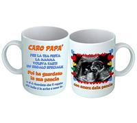 Overthetee Tazza Personalizzata Fronte Retro - Papà - Ecografia Neonato PERSONALIZZABILE - Caro Papà - Il regalo più bello - Bimba - Regali Originali - Bimbo in arrivo - Idee Regalo