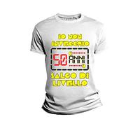 Overthetee Tshirt Compleanno 50 Anni - Io Non invecchio - Salgo di Livello - 50 Anni - Videogame - Idea Regalo