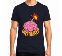 Overthinker Brain Bombe Explosion Comic - Maglietta da uomo | rottura della testa, carosello del pensiero, grumi, pensiero, psicologia, salute mentale, sarcasmo, stress, umorismo