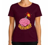 Overthinker - Maglietta da donna con scritta "Brain Bombe Explosion" | rottura della testa, carosello del pensiero, grumi, pensiero, psicologia, salute mentale, sarcasmo, stress
