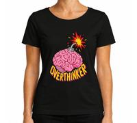 Overthinker - Maglietta da donna con scritta "Brain Bombe Explosion" | rottura della testa, carosello del pensiero, grumi, pensiero, psicologia, salute mentale, sarcasmo, stress