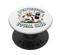 Overthinkers Social Club divertente design retrò floreale PopSockets PopGrip Adesivo