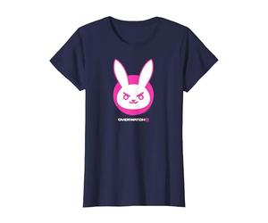 Overwatch 2 D.Va White & Pink Rabbit Center Icon Logo Maglietta, Donna, Navy, L