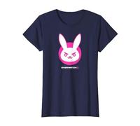 Overwatch 2 D.Va White & Pink Rabbit Center Icon Logo Maglietta, Donna, Navy, S