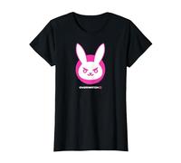 Overwatch 2 D.Va White & Pink Rabbit Center Icon Logo Maglietta, Donna, Nero, XL