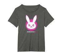 Overwatch 2 D.Va White & Pink Rabbit Center Icon Logo Maglietta, Donna Plus-Size, Asfalto, 1X