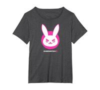 Overwatch 2 D.Va White & Pink Rabbit Center Icon Logo Maglietta, Donna Plus-Size, Grigio Scuro, 6X
