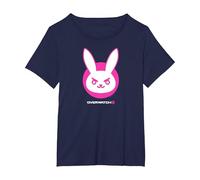 Overwatch 2 D.Va White & Pink Rabbit Center Icon Logo Maglietta, Donna Plus-Size, Navy, 3X
