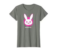 Overwatch 2 D.Va White & Pink Rabbit Center Icon Logo Maglietta, Donna, Verde Militare mélange, XXL