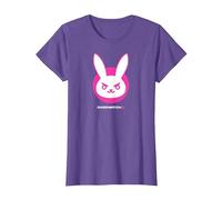 Overwatch 2 D.Va White & Pink Rabbit Center Icon Logo Maglietta, Donna, Viola mélange, XL