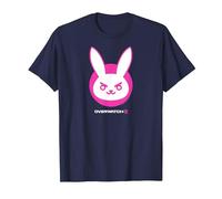 Overwatch 2 D.Va White & Pink Rabbit Center Icon Logo Maglietta, Uomo, Navy, S