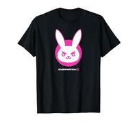 Overwatch 2 D.Va White & Pink Rabbit Center Icon Logo Maglietta, Uomo, Nero, XL