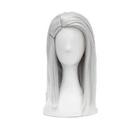Overwatch Ashe Cosplay Wig 30cm Short Straight Heat Resistant Synthetic Hair OW Game Wig Silver-white Costume Party Wig+ Wig Cap