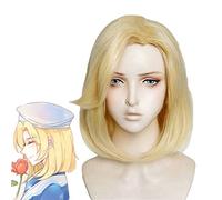 Overwatch Ow Mercy Parrucche Cosplay Angela Ziegler Biondo chiaro Capelli sintetici Parrucca costume anime + Cappellino parrucca