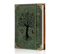 Ovesmusl Raccoglitore a 6 anelli in pelle PU, formato A5, ricaricabile, 100 g/m², 240 pagine, include raccoglitore A5, raccoglitore a fogli sfusi, 14,5 x 21,1 cm, verde albero