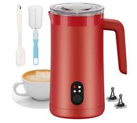 Ovetedot Montalatte Elettrico, 4-in-1 Montalatte Elettrico Cappuccino, 400ml Grande Capacità, Scaldalatte per Latte Caldo e Freddo, Schiumatore per Cappuccino, Latte, Macchiato(Rosso)