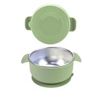 Ovetto per bambini in acciaio inox | Ciotola antiscivolo con custodia in silicone | Mangime affidabile per lo svezzamento a LED, snack, preparazione del cibo a casa, asilo, scuola materna (