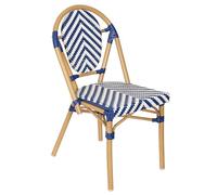 Oviala Sedia da terrazzo, stile bistrot parigino, in alluminio e rattan, colore: blu
