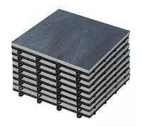 Oviala - Set di 8 Piastrelle da terrazzo con Clip, in Pietra Nera