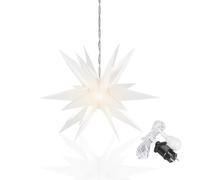 OVILUM Stella luminosa 3D con illuminazione a LED | bianco | |Ø 57cm| Stella 3D con 18 punte | resistente alle intemperie | Decorazione del giardino, soggiorno, natalizia | con timer