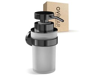 ovimar Distributore di sapone Veotind Gunmetal | con supporto a parete per foratura | in acciaio inox e vetro | apertura extra large facile da riempire | per bagno o cucina | Dosatore disinfettante