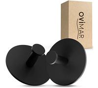 ovimar Gancio per Asciugamani Set di 2 in Acciaio Inox Nero, Design Moderno Autoadesivo, Ideale per Bagno e Cucina