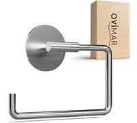 ovimar portarotolo Hammerodde senza foratura argento | portarotolo autoadesivo in acciaio inox | portarotolo senza coperchio | portarotolo con meccanismo soft-close opaco per incollaggio 3M