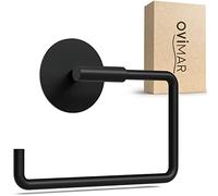 ovimar portarotolo Tromoy senza foratura nero | portarotolo autoadesivo in acciaio inox | portarotolo senza coperchio | portarotolo con meccanismo soft-close opaco per incollaggio | portarotolo