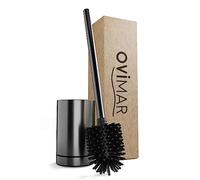 Ovimar Scopino per WC Tuno Argento | Scopino per WC in silicone | Funzione di ventilazione | in piedi | Testina intercambiabile per WC in acciaio inossidabile | Vassoio raccogligocce rimovibile