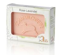 Ovis - Sapone al latte di pecora, confezione da 100 g, rosa-lavanda, sapone naturale, latte di pecora, senza additivi, pulizia e cura della pelle sensibile