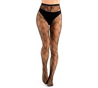 OVISSA Collant a Rete per Donne Neri a Motivo Pizzo Collant Autoreggenti per Signore Collant con Vita Alta Halloween Nera, Taglia S Pattern 7